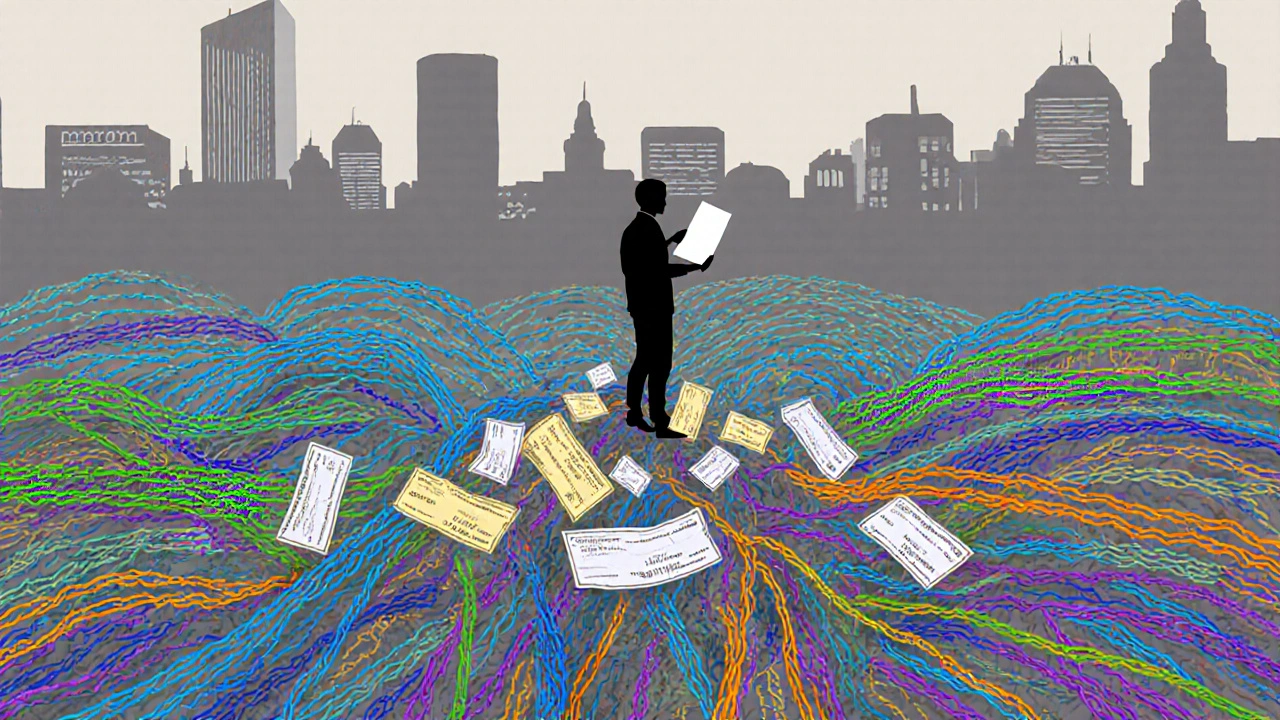 A symbolic tapestry of funding sources woven together, with a filmmaker standing at the center surrounded by financial support elements.