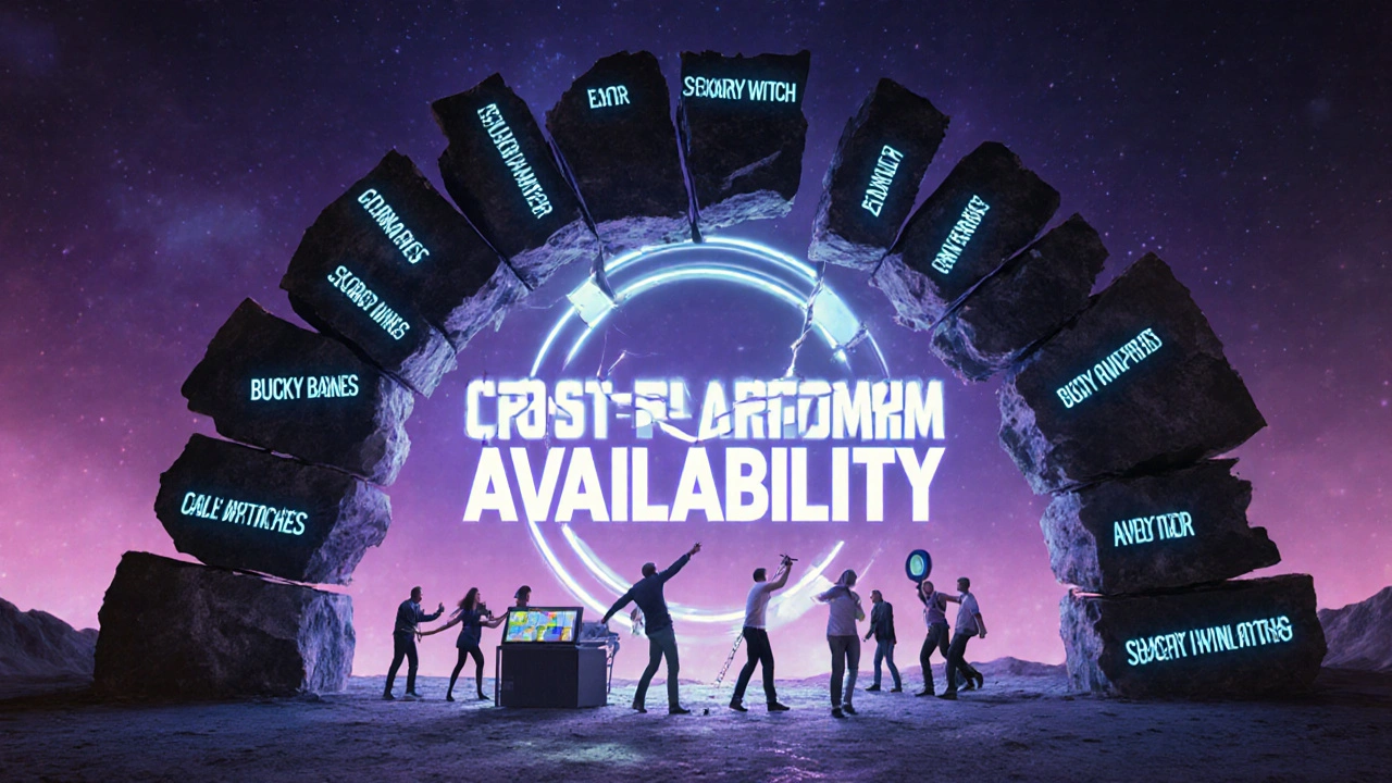 Fragile arch of glowing contracts threatening to collapse under strain.