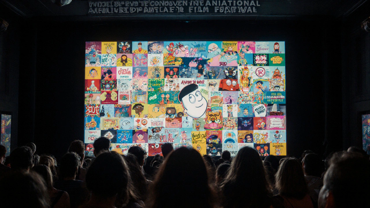 Indie animators watching their shorts screen at Annecy International Animated Film Festival.