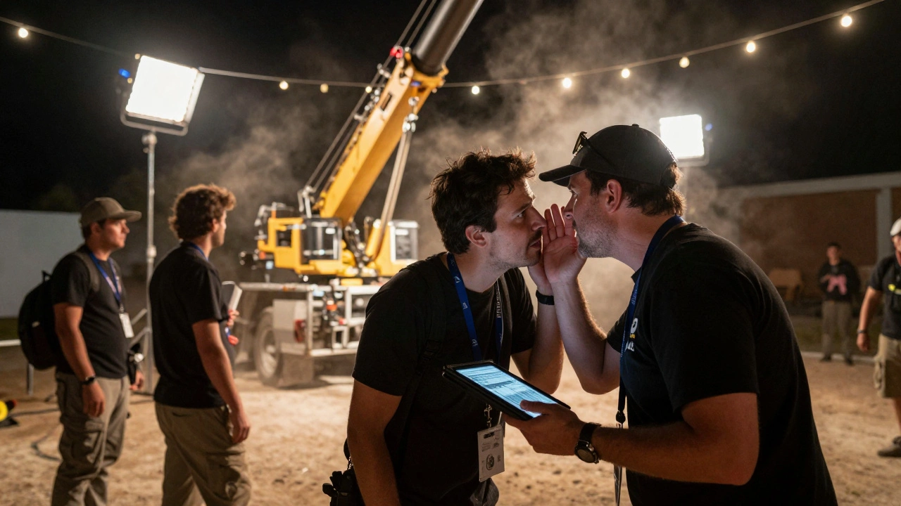 AD coordinating crew during equipment failure, pointing to backup location on tablet.