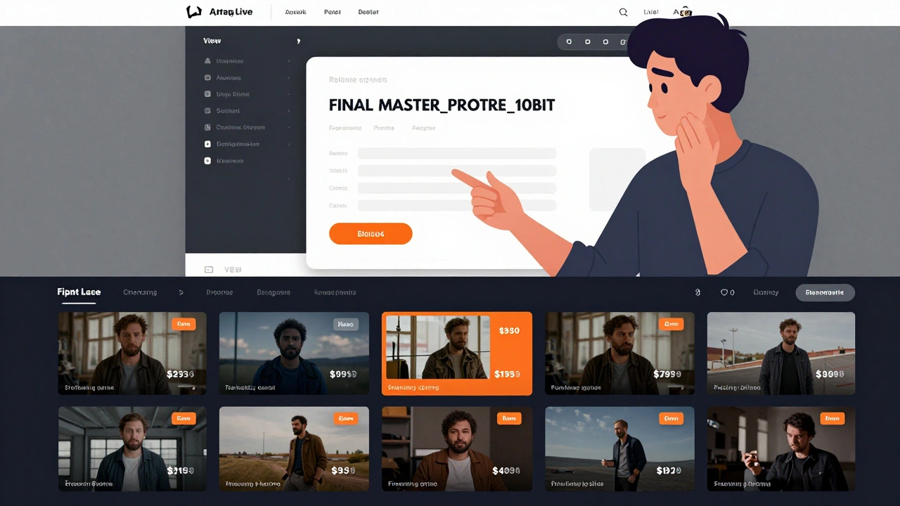 Filmmaker uploading a file while the same film goes live across multiple streaming platforms with rising view counts.
