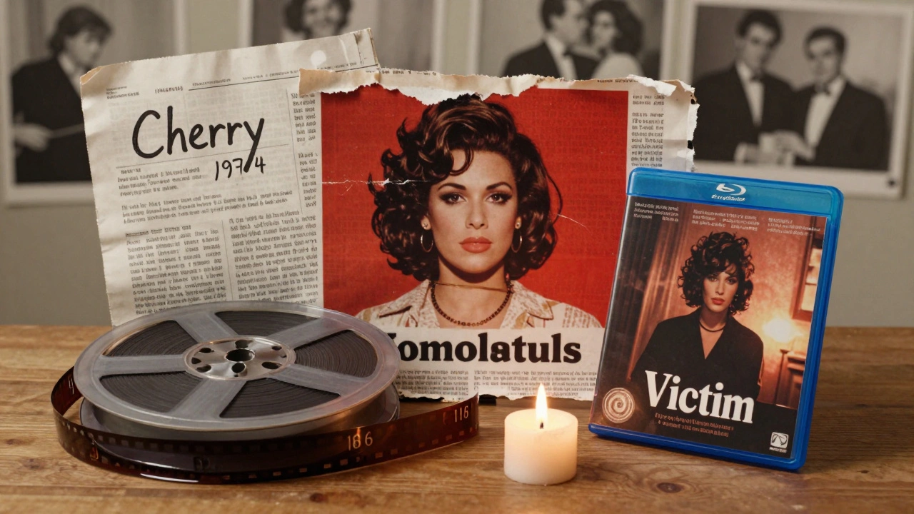 Fragmented film relics—reels, script pages, and a Blu-ray—on a wooden table with a single candle.