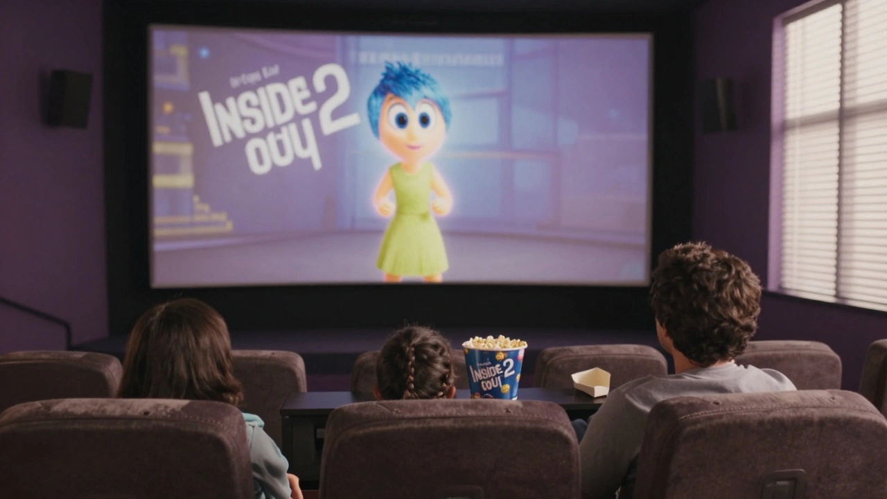 Family watching an animated movie during a quiet Sunday afternoon matinee.