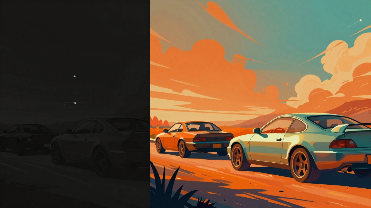 Split-screen showing flat LOG footage transforming into a vibrant orange-and-teal cinematic look.