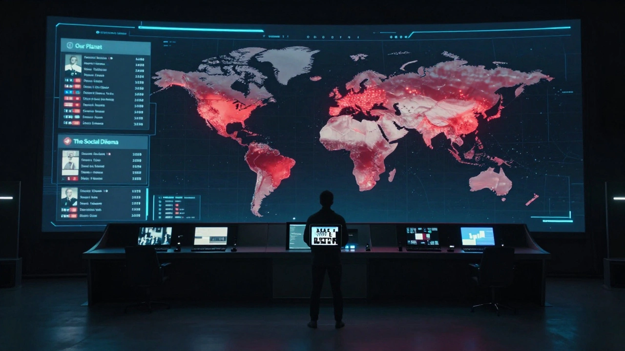 Streaming platform dashboard glowing with global viewership data