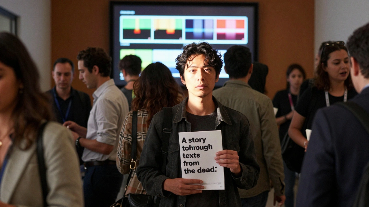 A debut filmmaker stands out in a crowded TIFF hallway with a press kit and glowing sizzle reel.