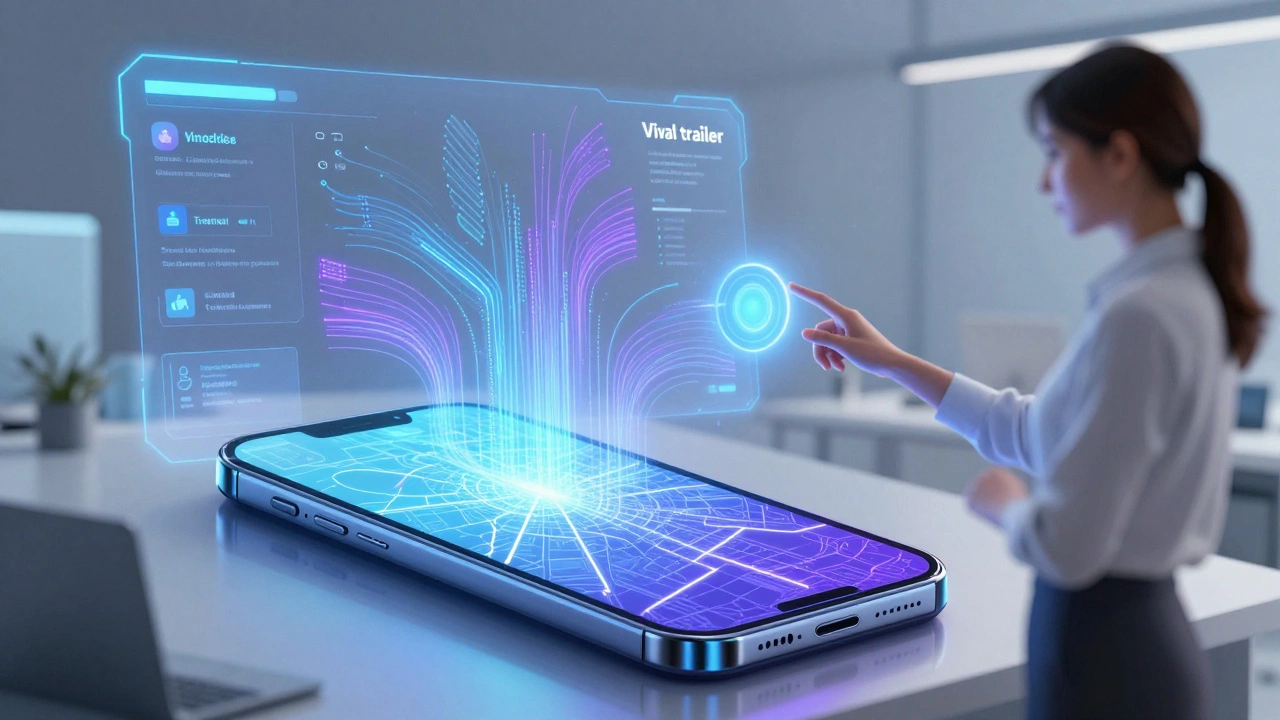 Futuristic data hub visualizing social media trends affecting film theater placements.