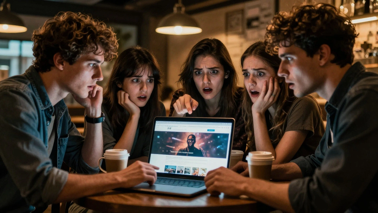 People sharing a mysterious website, sparking viral horror movie buzz.