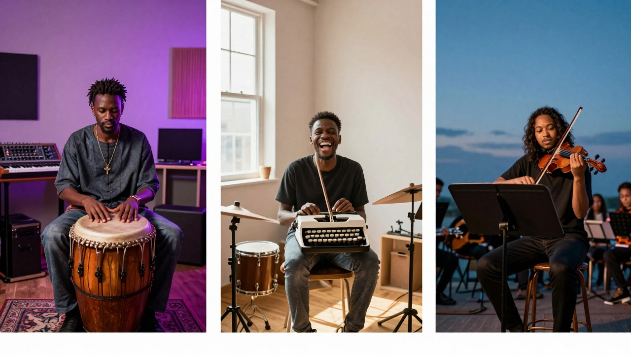 Three emerging composers creating innovative film scores using unconventional sounds and instruments.