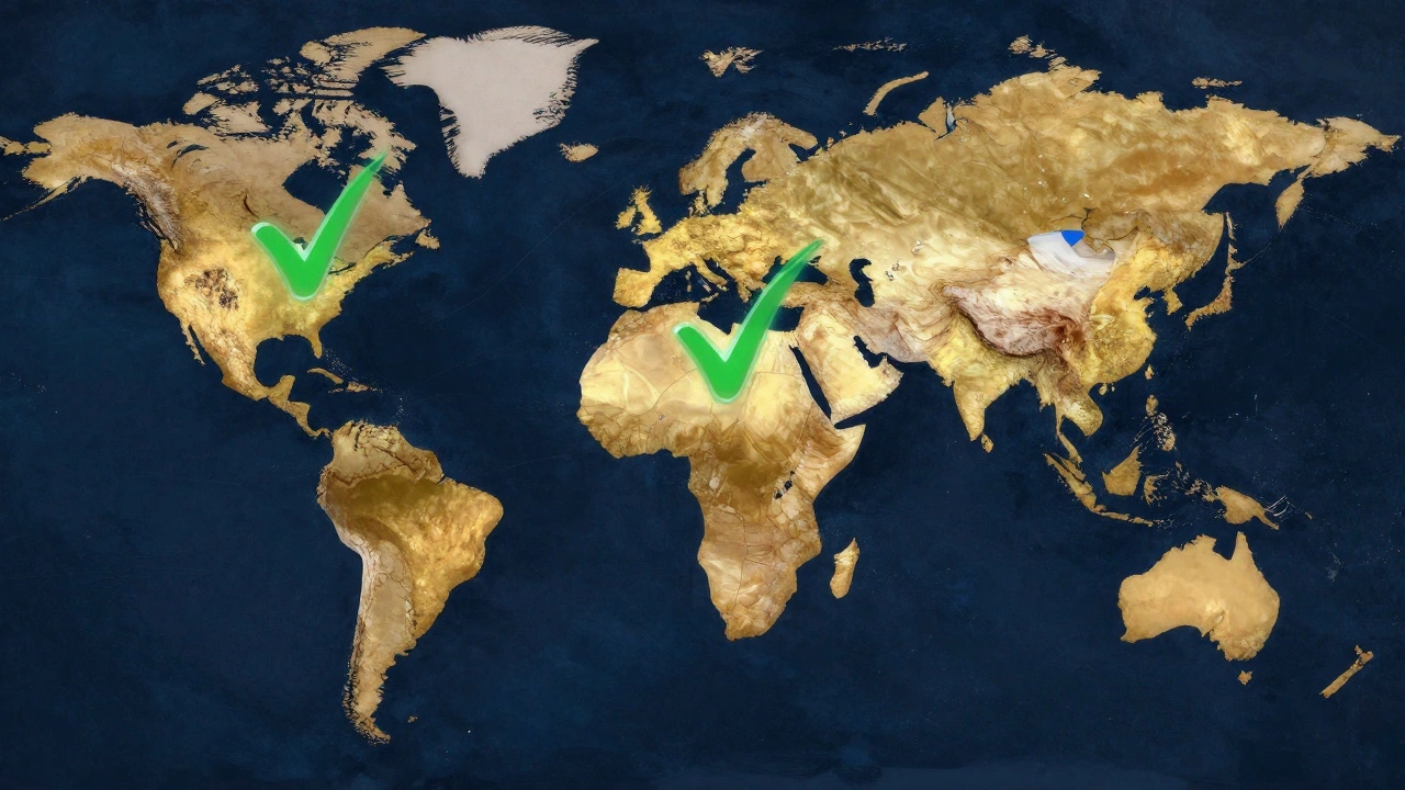 World map with checkmarks showing cleared music rights for multiple countries.