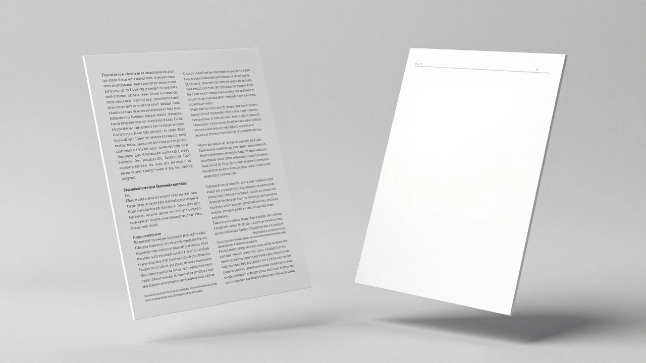 Abstract papers showing dense text versus white space