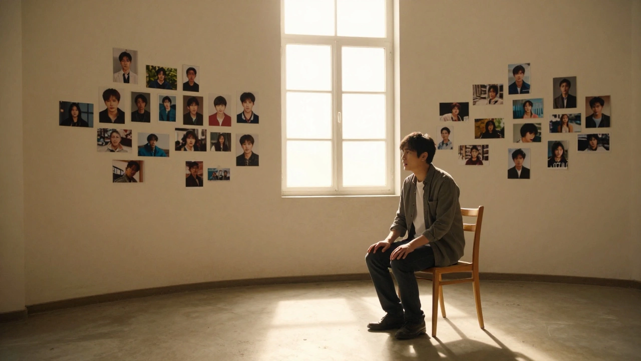 An actor performs a solo scene in a bare room, sunlight illuminating an empty chair where a lead actor once sat.