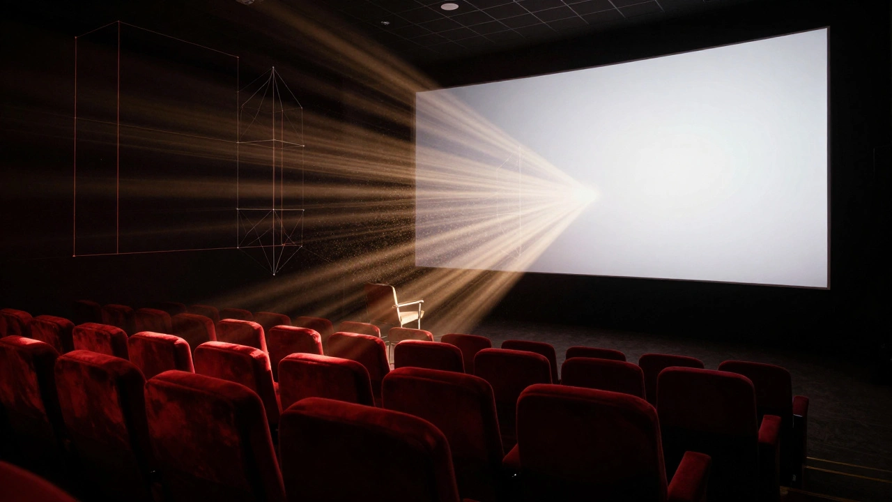 Empty cinema with single projected light beam