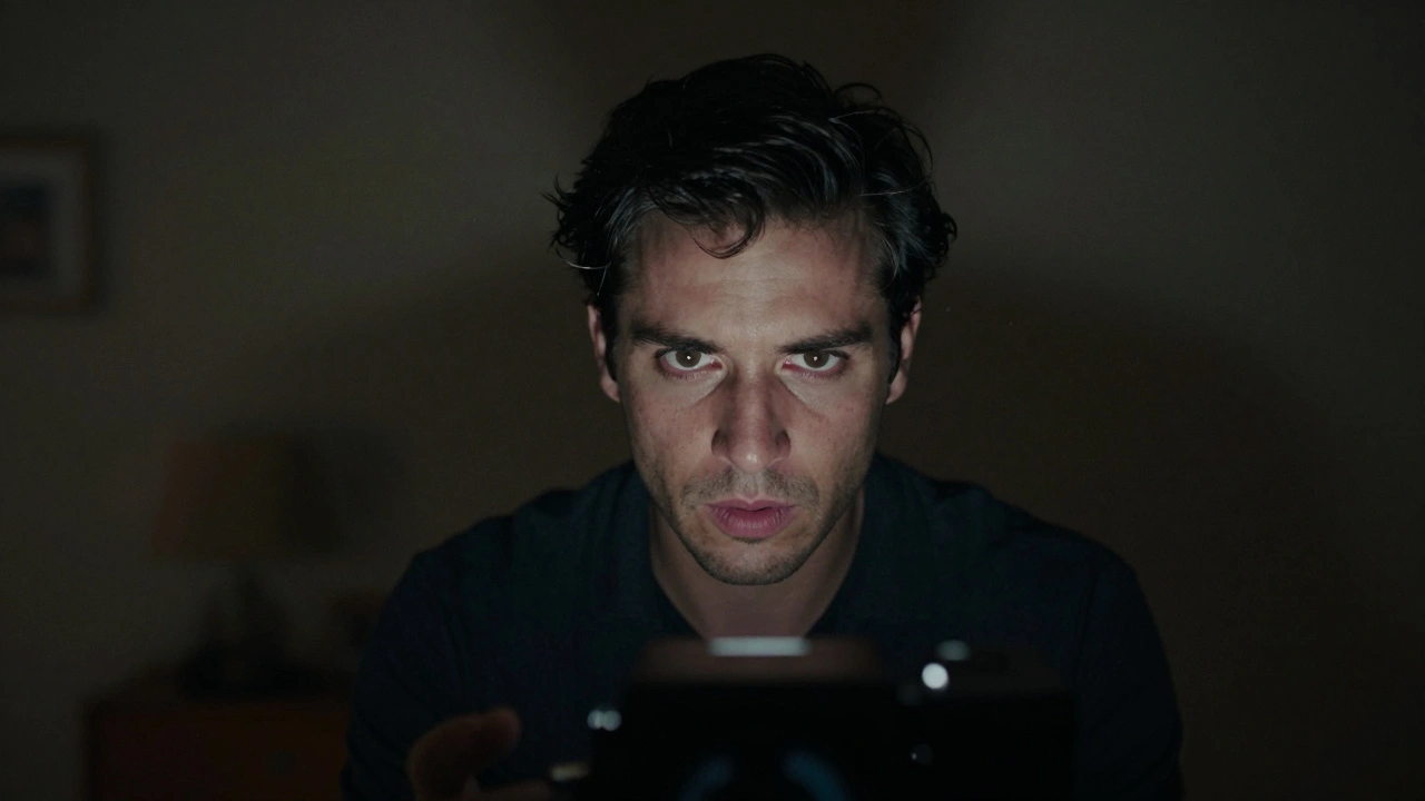 Reflection of actor in camera lens during remote audition.