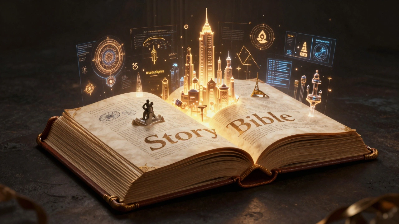 A magical book transforming into digital data and holographic world elements