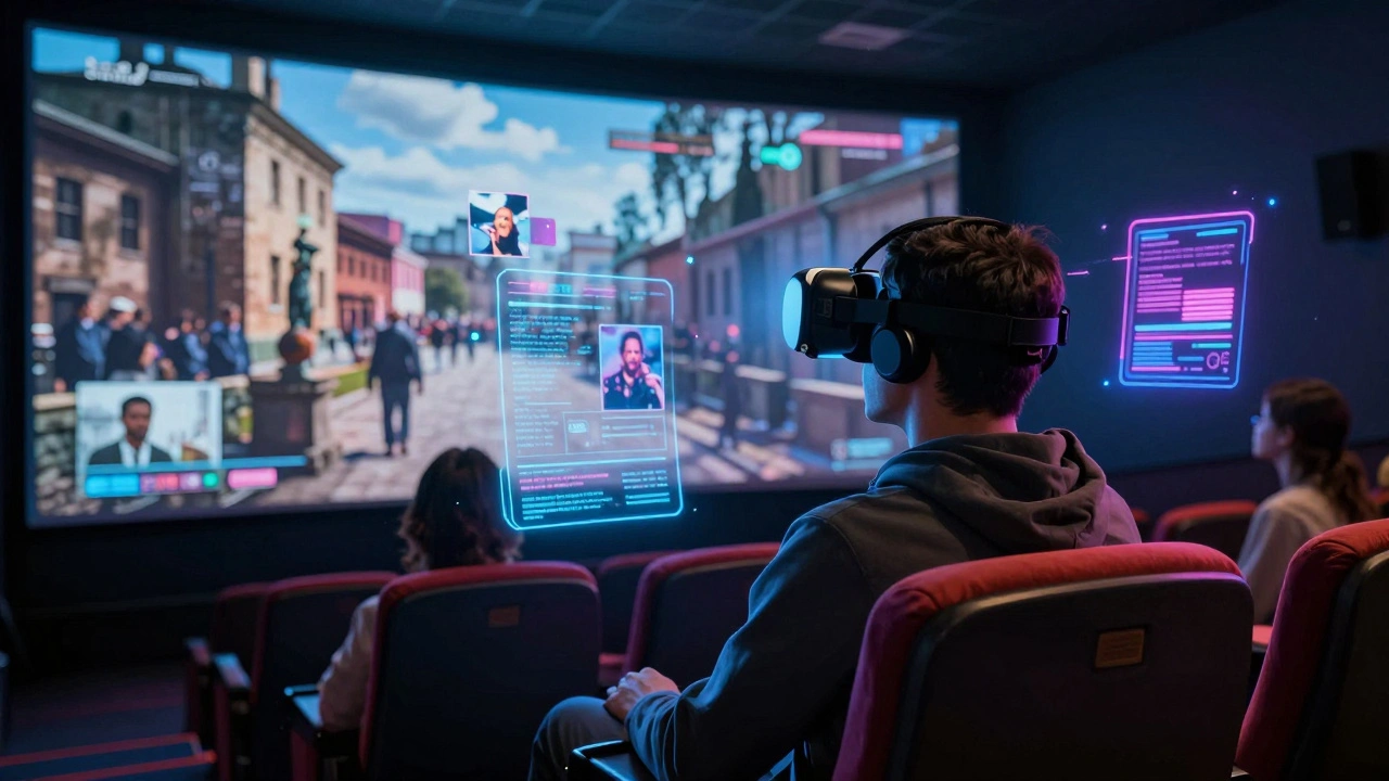 A person using a VR headset to experience an immersive documentary film.