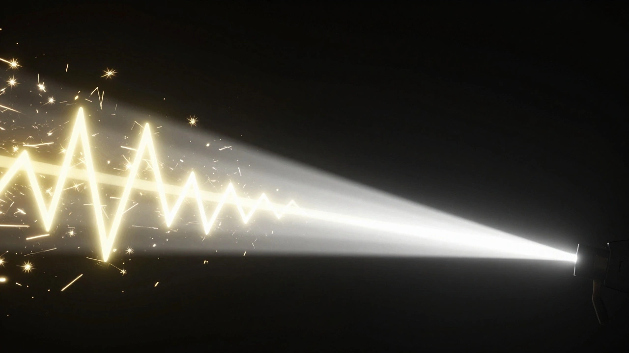 Conceptual comparison of flickering Xenon light versus steady Laser light