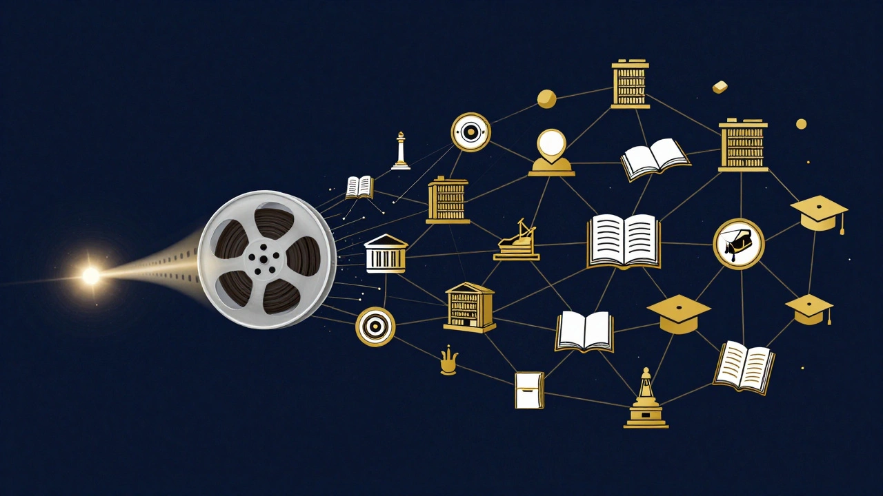 Conceptual illustration of an indie film integrating into a university library network