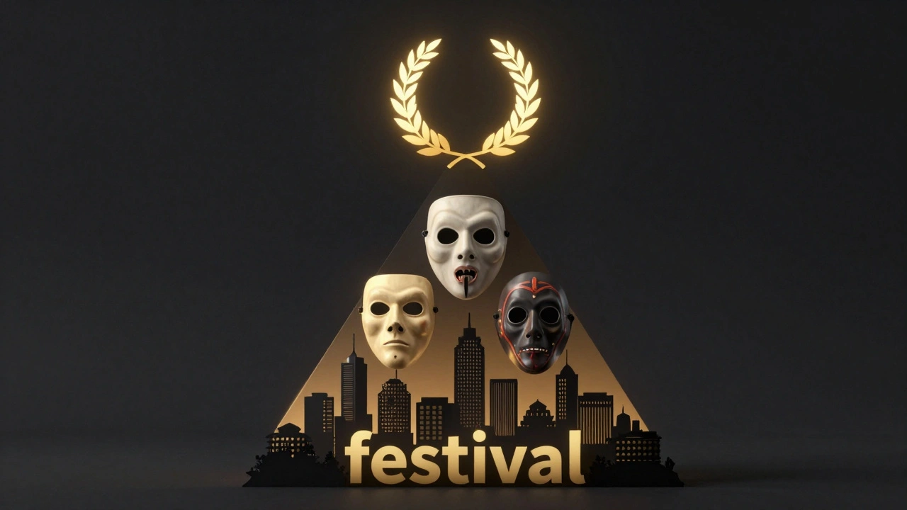 Conceptual pyramid illustrating the hierarchy of film festivals from A-list to regional