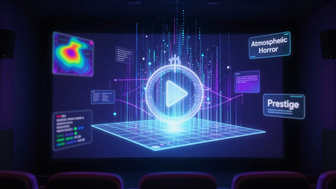 Holographic data streams and analytics emerging from a cinema screen