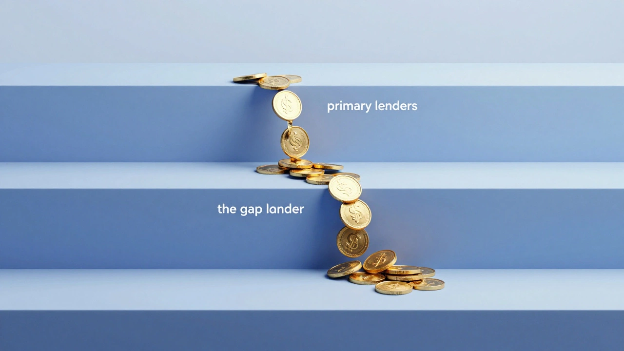 Abstract golden coins flowing through tiers representing film revenue distribution order.