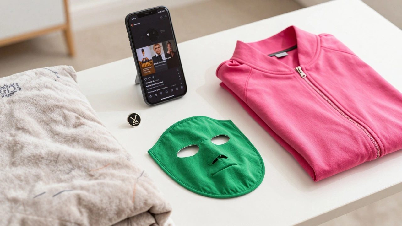 Curated display of popular streaming series merchandise and collectibles