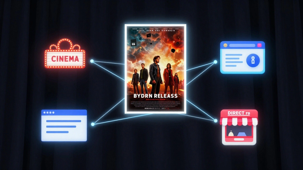 Digital illustration showing hybrid film distribution channels