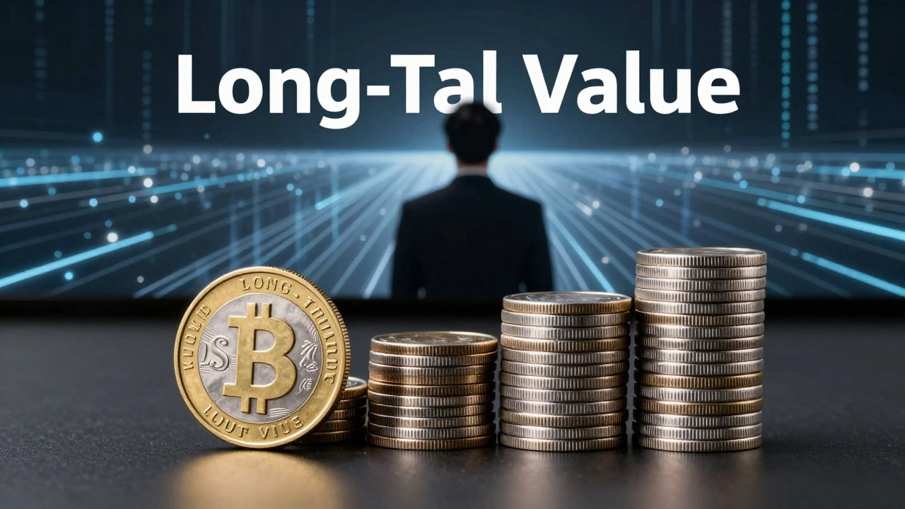 Golden coin and silver stacks symbolizing short vs long term revenue