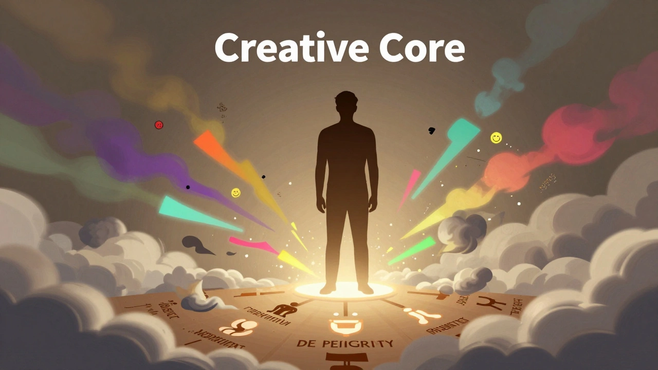 Illustration of a director's creative core resisting industry noise