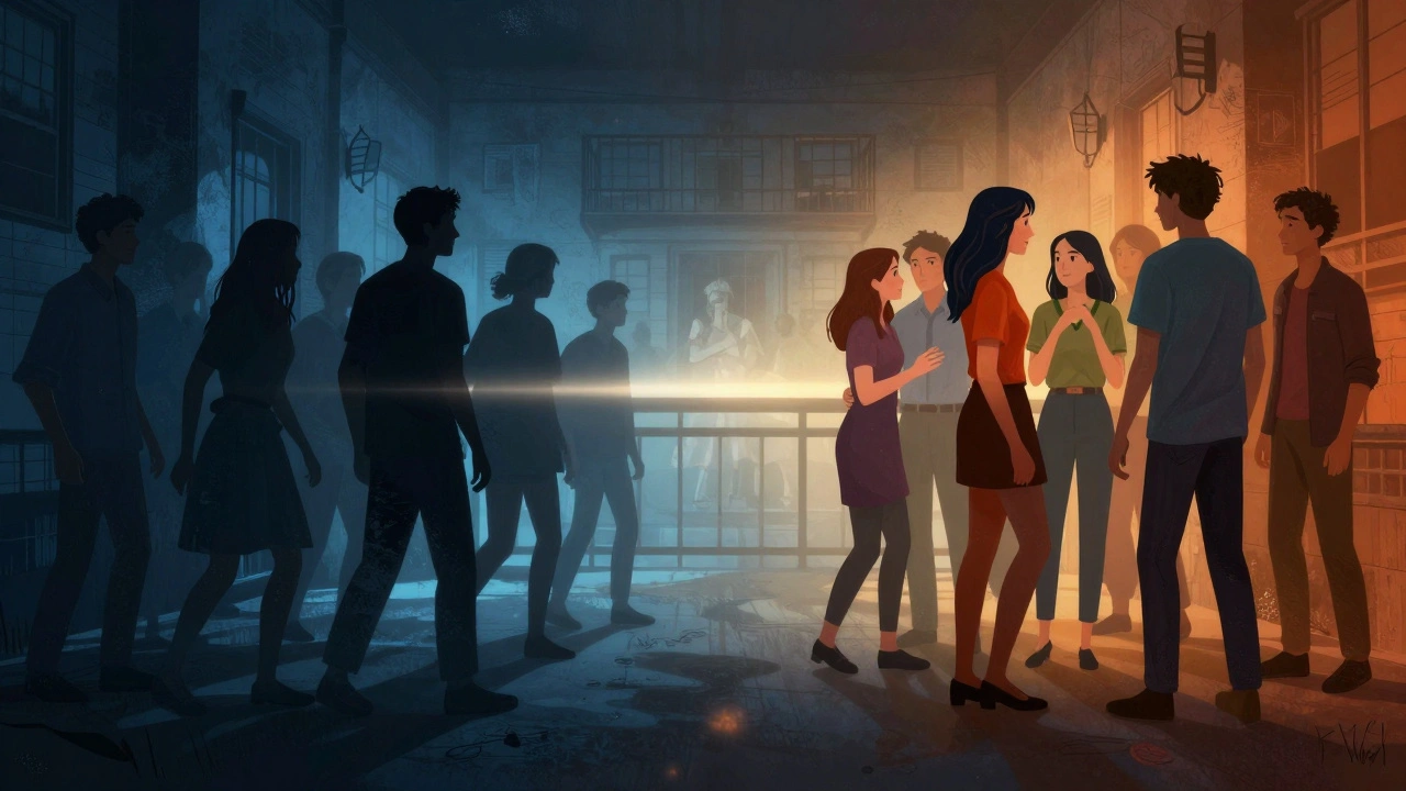Illustration showing shift from stigma to empathy in film
