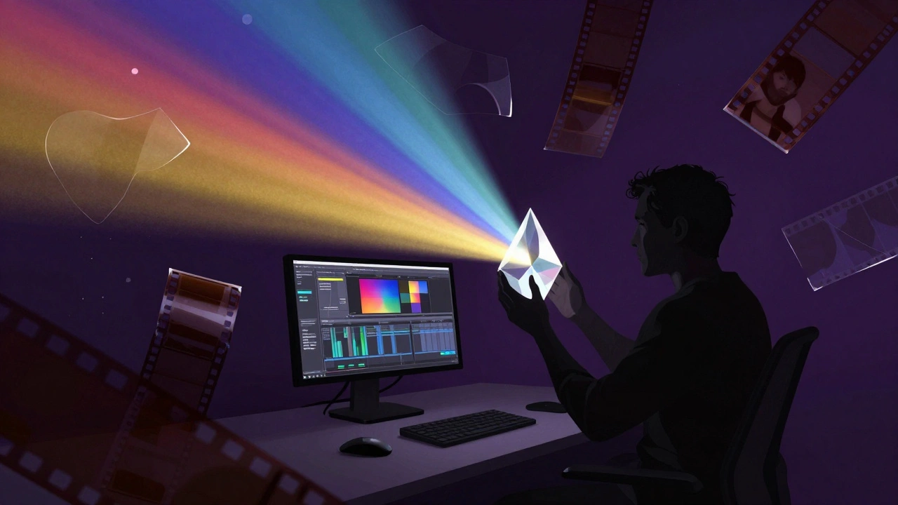 Symbolic image of editing light through a prism.