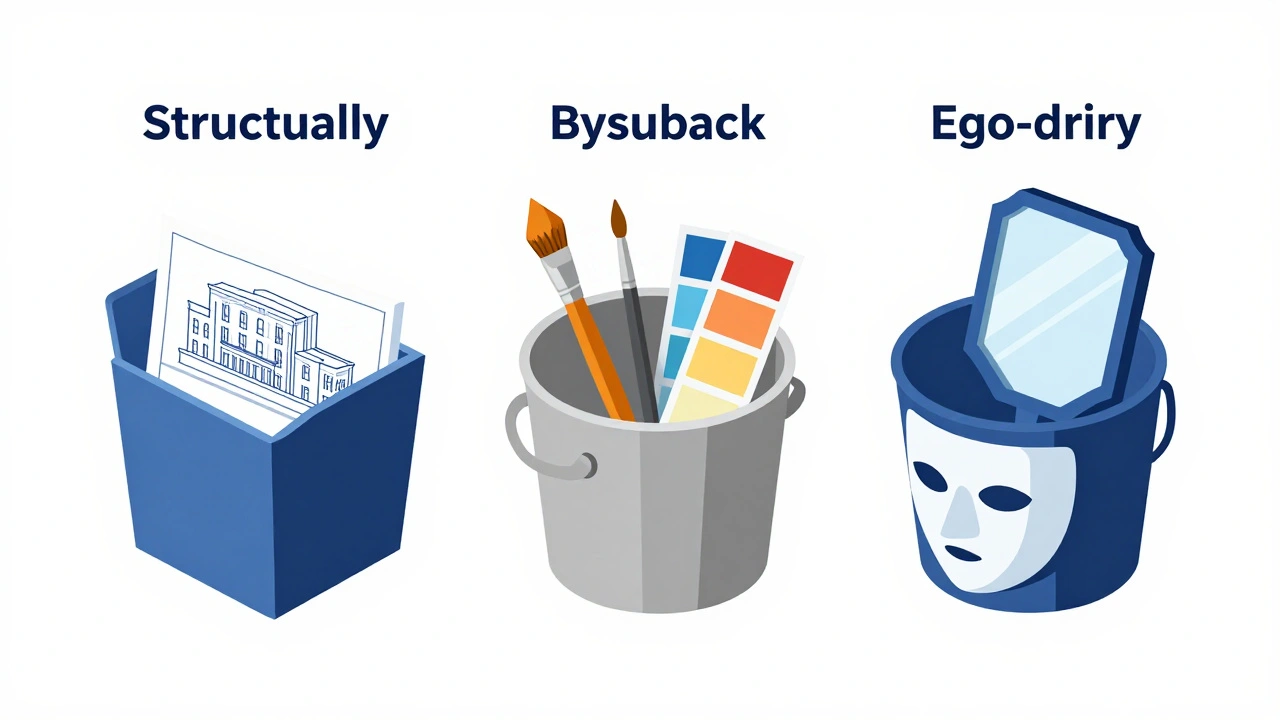Three buckets representing structural, stylistic, and ego feedback categories