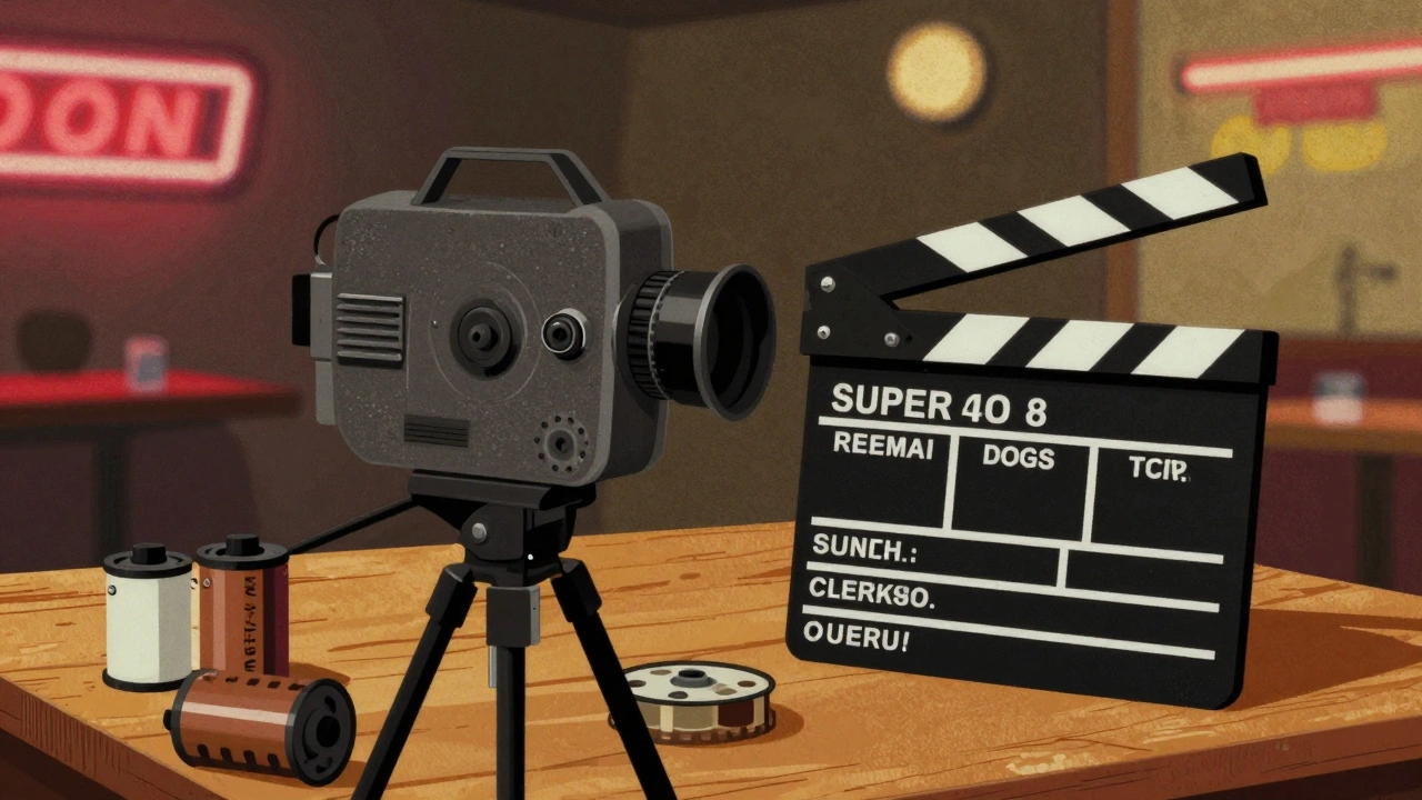Vintage camera and film reels symbolizing 90s indie boom