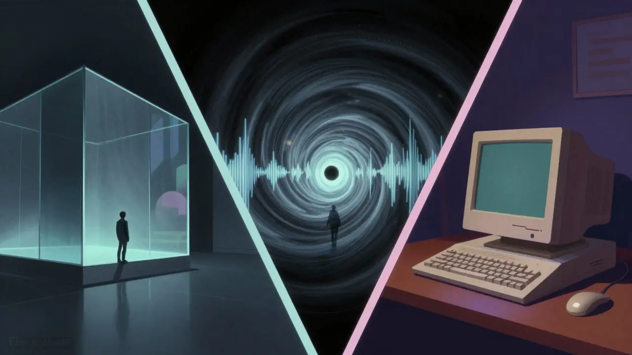 Abstract art representing sci-fi, thriller, and drama film genres