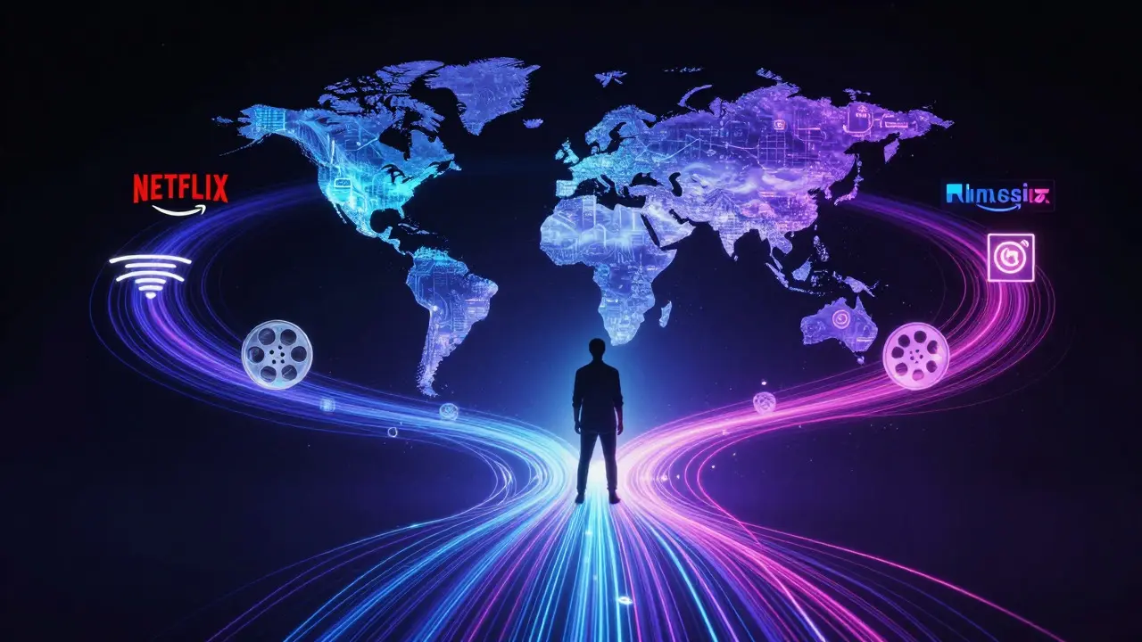 Abstract concept of global streaming reaching a diverse audience