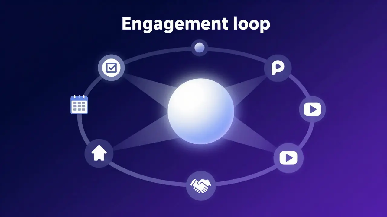 Abstract diagram illustrating the engagement loop connecting a hit film to user habits