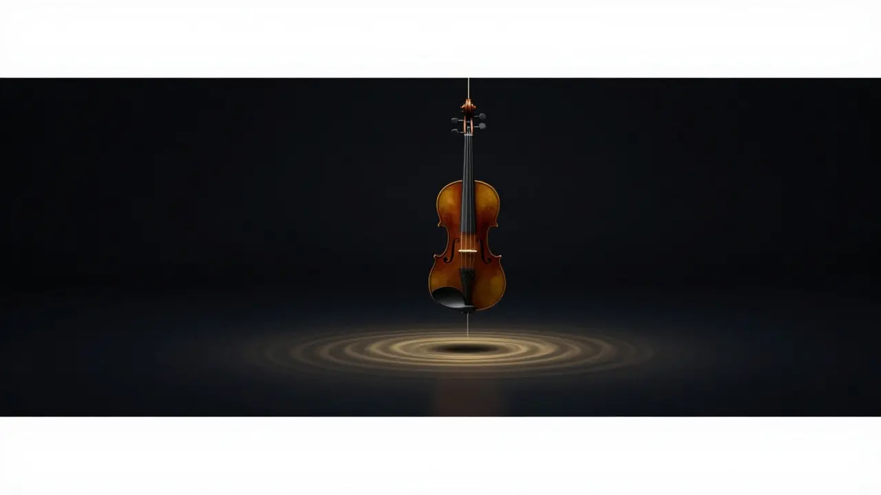 Abstract golden vibration of a single violin string in darkness