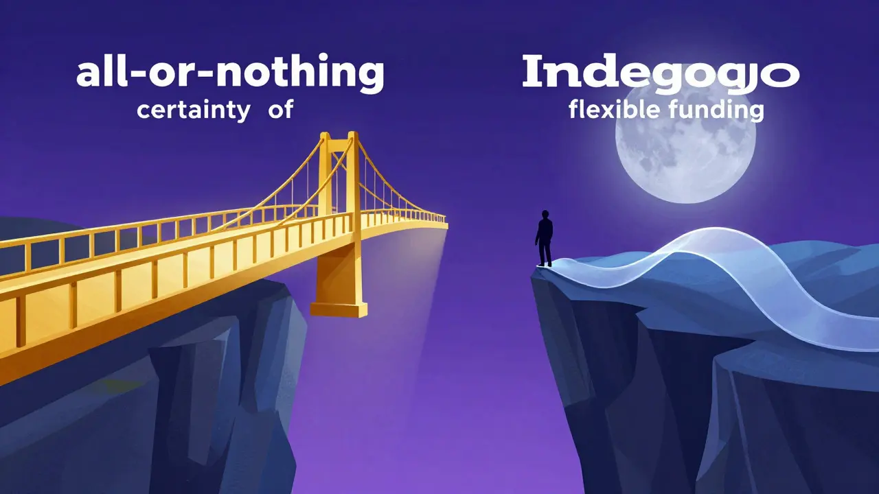 Abstract illustration comparing rigid and flexible crowdfunding structures