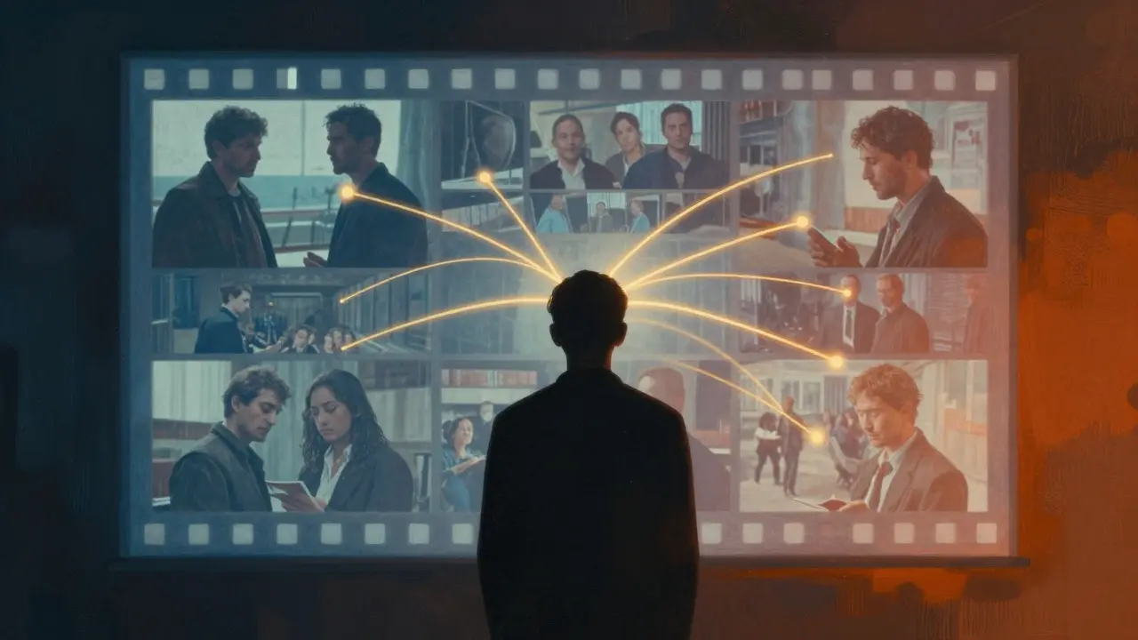 Abstract illustration of a critic's mind influenced by director's narrative