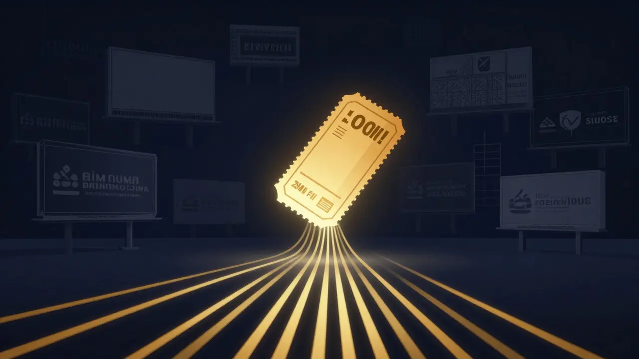 Abstract illustration of a golden ticket representing high profit margins
