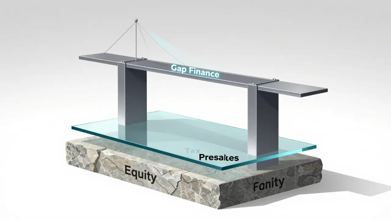 Abstract illustration of layered film financing structure