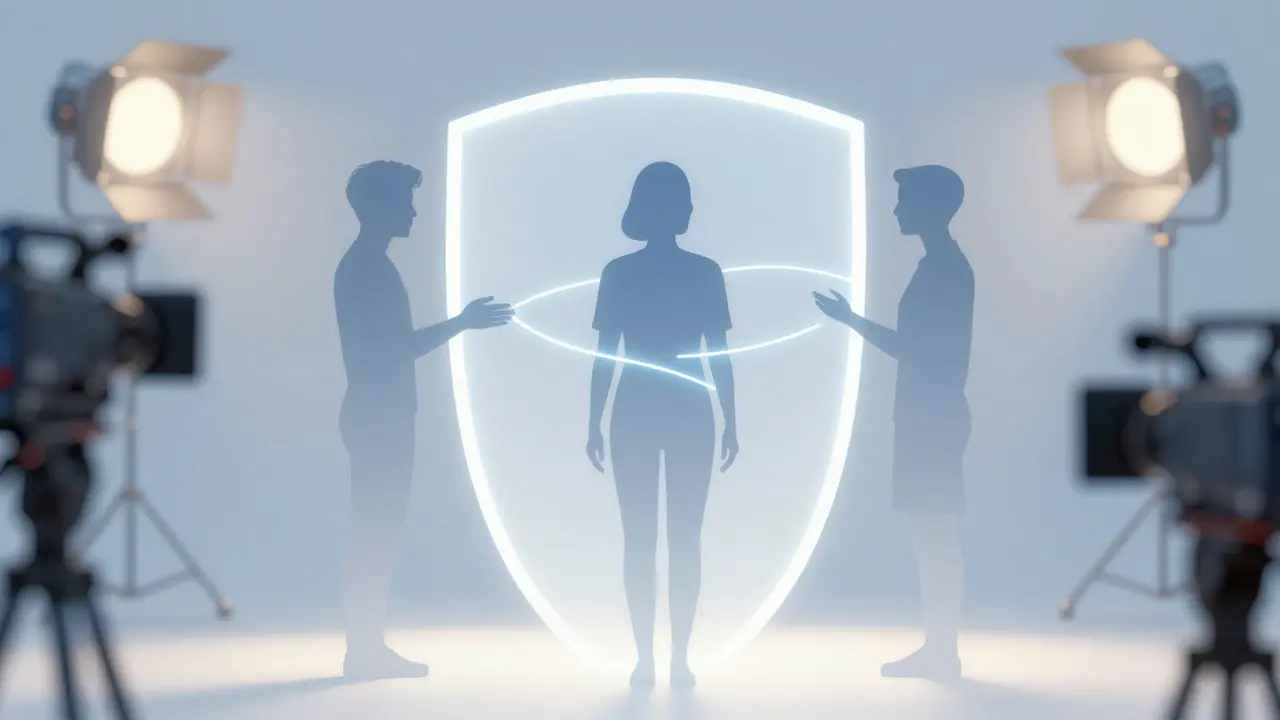 Abstract illustration of trust and communication between crew and actors