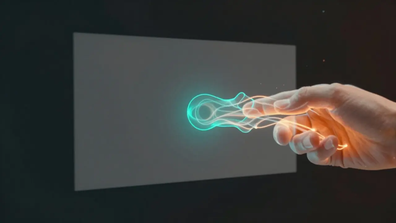 Abstract visualization of flat video footage transforming into vibrant teal and orange colors