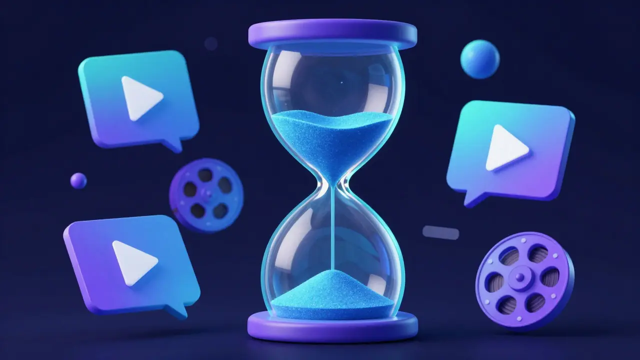 An artistic hourglass with glowing sand symbolizing time-limited rentals
