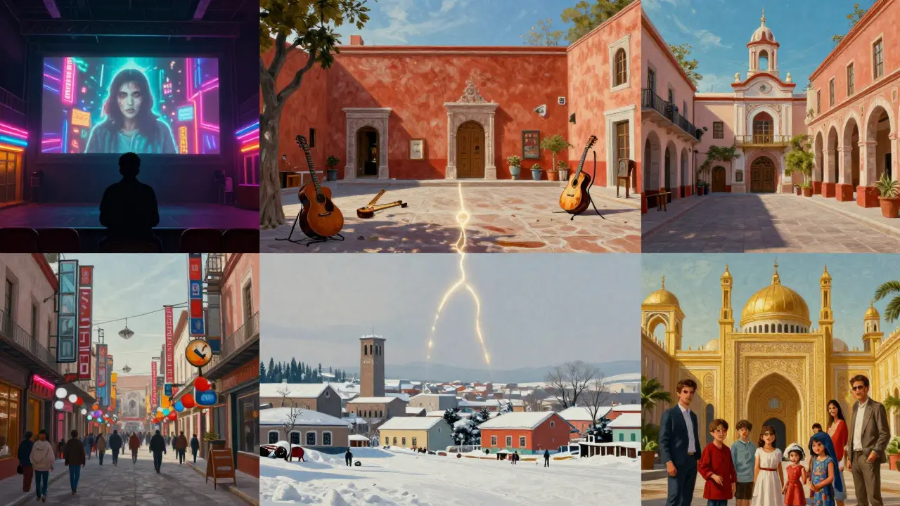 Artistic collage representing diverse regional film tastes across Asia, Europe, and Americas