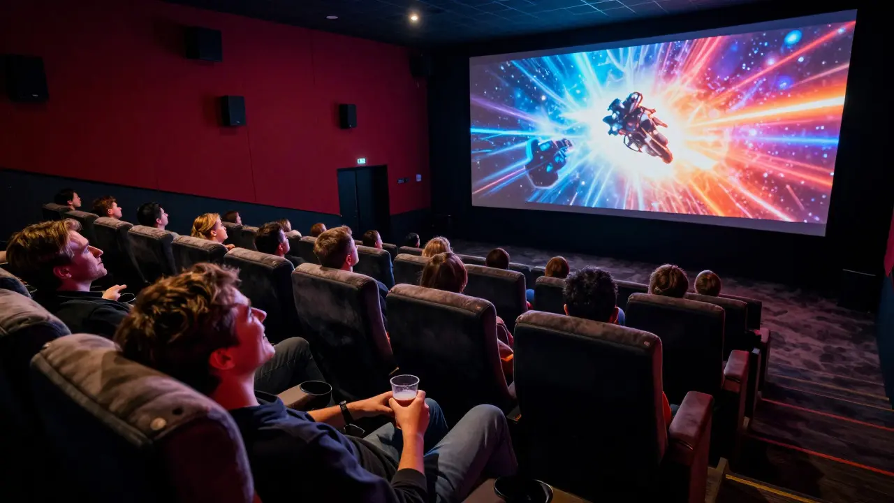 Audience watching a space documentary in a premium, immersive cinema setting