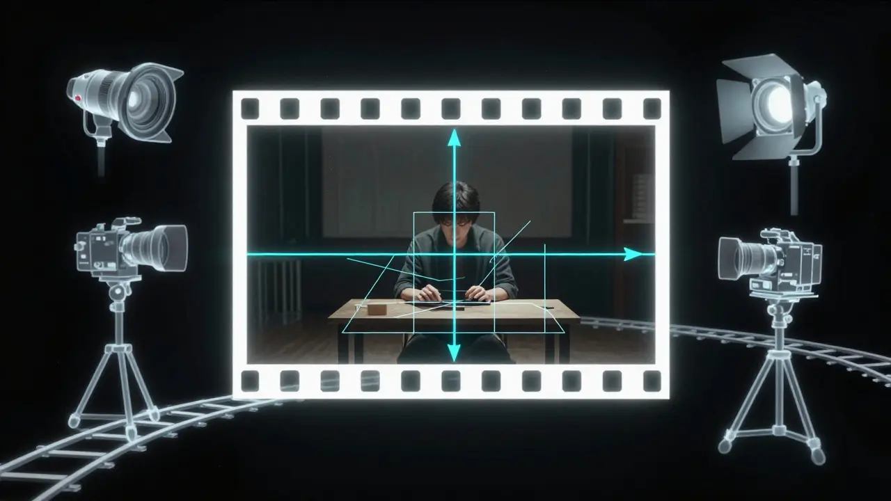 Conceptual diagram showing the geometric structure of a cinematic frame