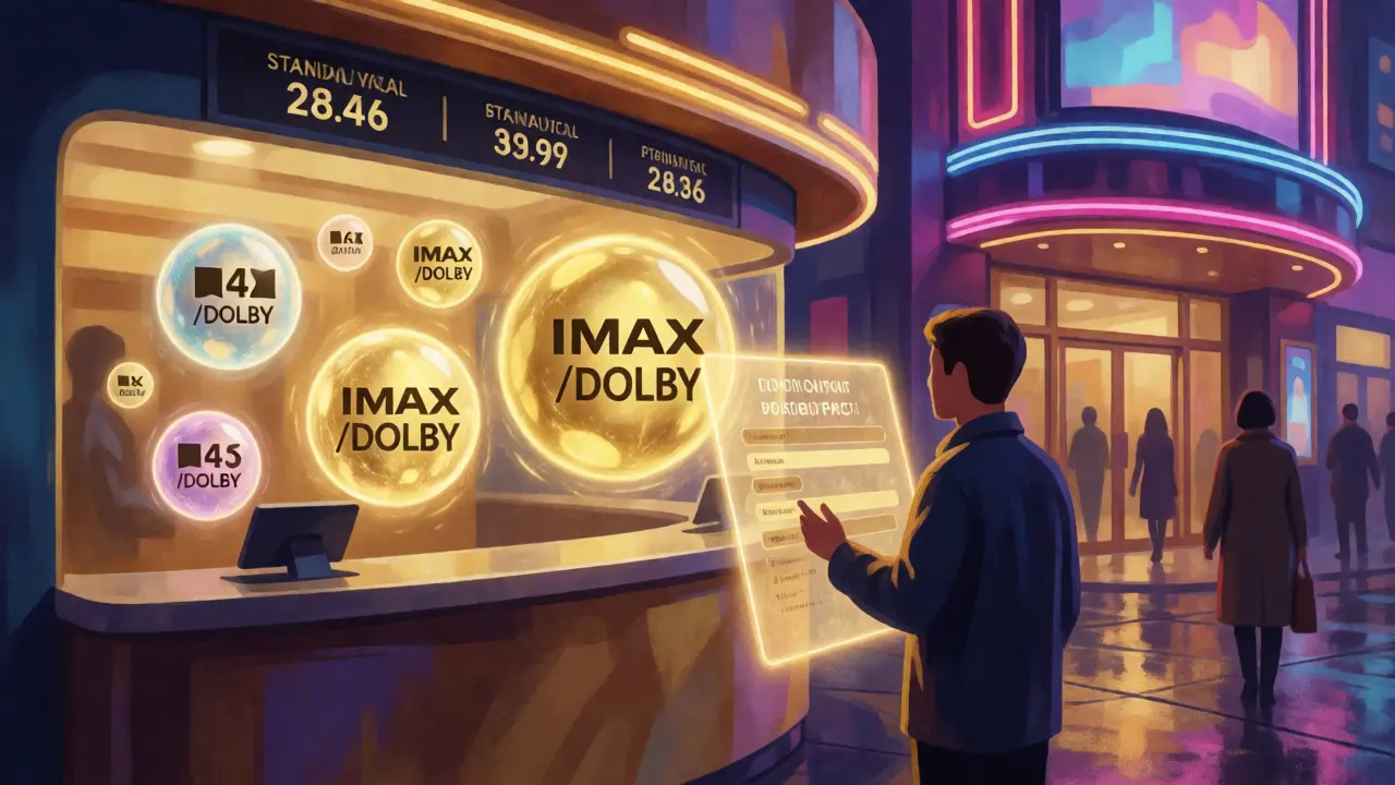 Conceptual visualization of cinema ticket pricing tiers and brand value