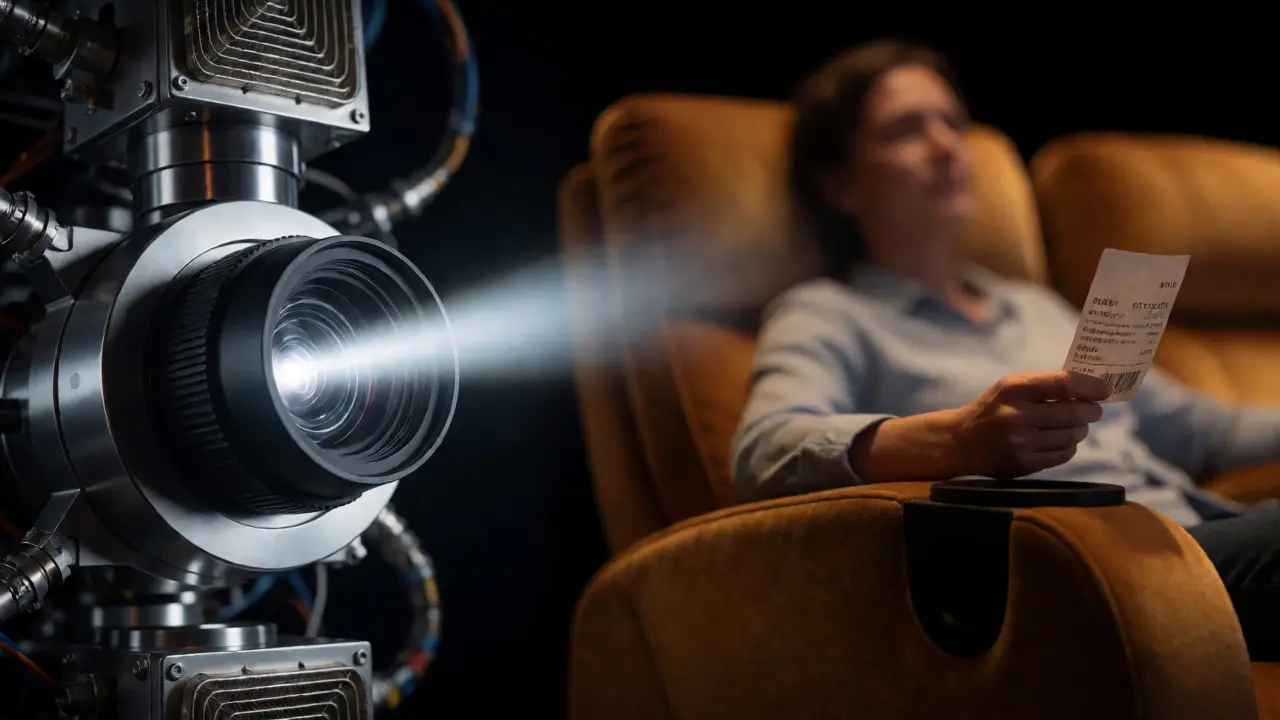 Contrast between laser projector tech and comfortable cinema seating