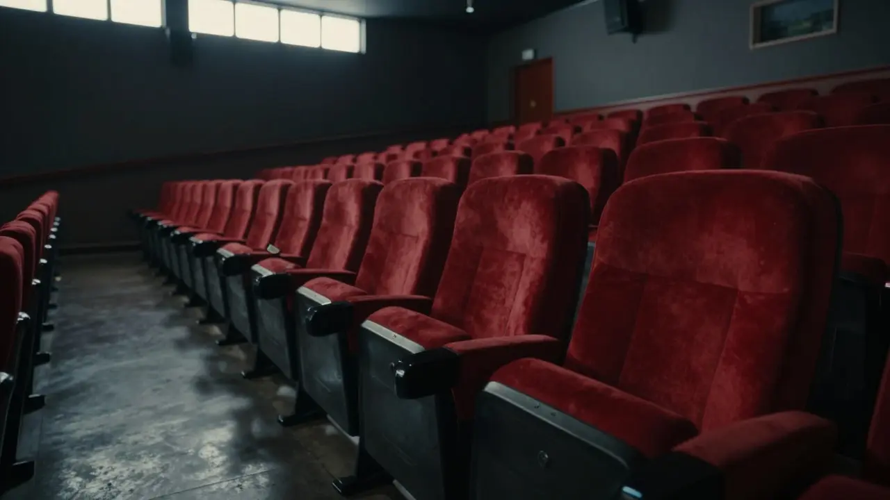 Empty movie theater seats during a quiet Tuesday matinee